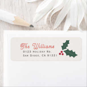 Hollies & Berries Christmas Holiday Address Label