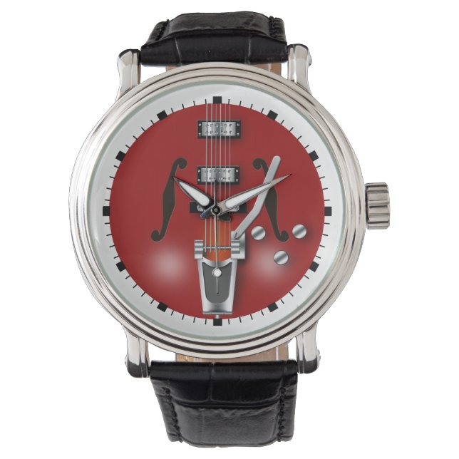 Hollow Body Red Guitar Watch (Front)