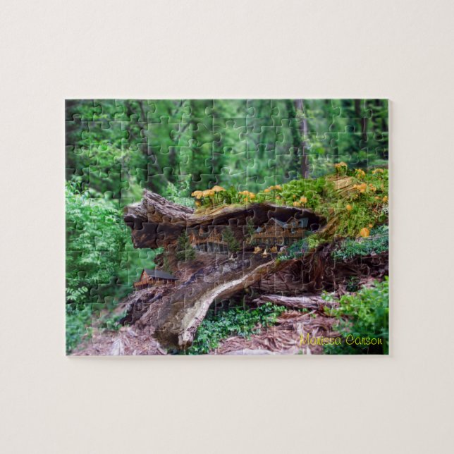 Hollow Log With Houses Puzzle (Horizontal)