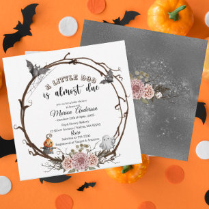 Holloween Pumpkin Little Boo Baby shower Invitation
