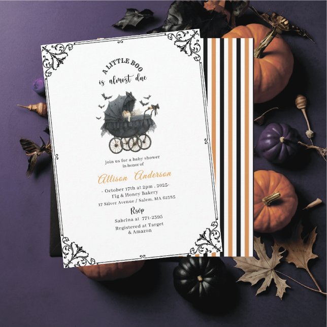 Holloween Pumpkin Little Boo Baby shower Invitation (Creator Uploaded)