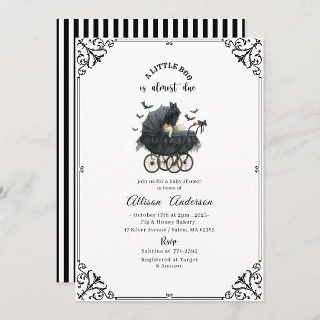 Holloween Pumpkin Little Boo Baby shower Invitation (Front/Back)