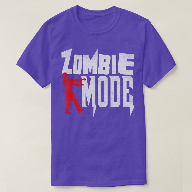 Holloween Zombie Mode Funny Zombie Distressed  T-Shirt (Design Front)