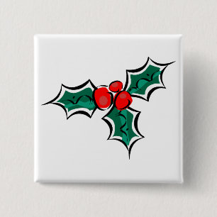 Holly 15 Cm Square Badge