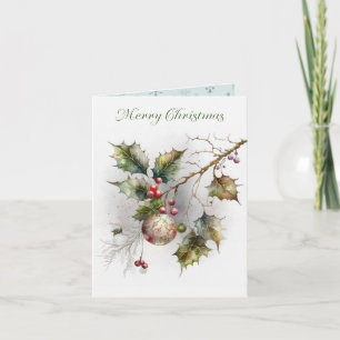 Holly And Berries Christmas Card