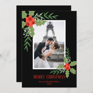 Holly and Berries Christmas Photo Holiday Card
