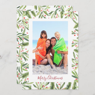 Holly and Berries Christmas Photo Holiday Card