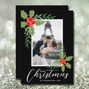 Holly and Berries Christmas Photo Holiday Card