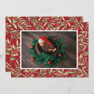 Holly and Berries Christmas Photo Holiday Card