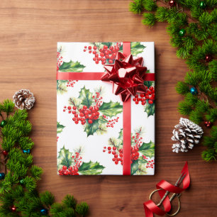 Holly and Berries Christmas Wrapping Paper