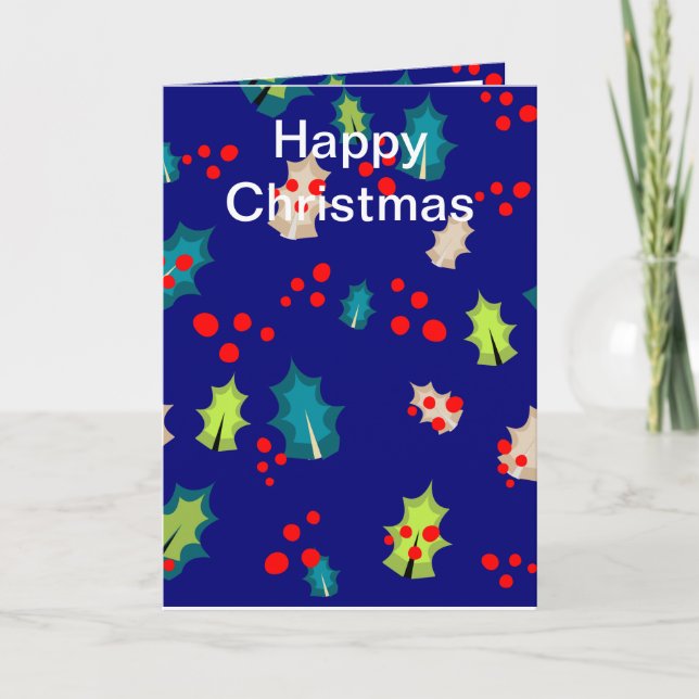 Holly and Berries Editable  Card (Front)