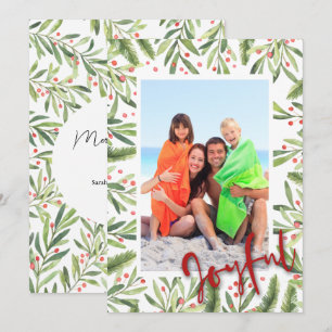 Holly and Berries Joyful Christmas Photo Holiday Card