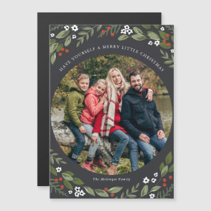 Holly and Berries Magnetic Photo Greeting Card