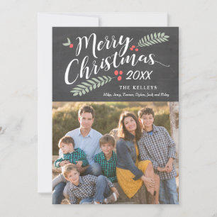 Holly and Berries Merry Christmas Holiday Photo Card