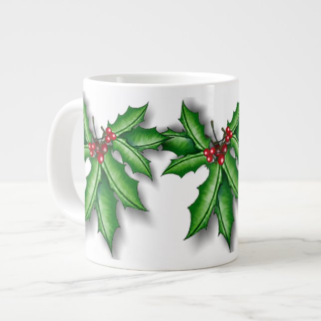 Holly and Berries Mug 20 oz JUMBO (Front Left)
