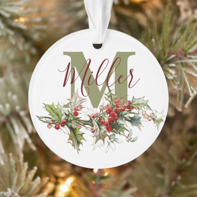 Holly and berries personalised  ornament (Tree)