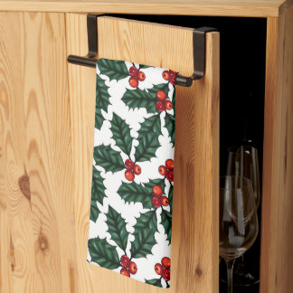 Holly and Berries Tea Towel