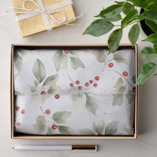 Holly and Berries Watercolor Tissue Paper