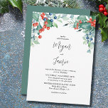 Holly and Berries Watercolor Winter Wedding Invita Invitation<br><div class="desc">Winter wedding invitation with watercolor design and elegant calligraphy. This design features winter berries,  holly,  pine and evergreen greenery. A beautiful choice for a winter wedding or christmas wedding. Please browse my winter berries collection for matching items or message me to create the templates you need.</div>