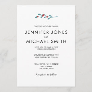 Holly and Berries Winter Wedding Invitation