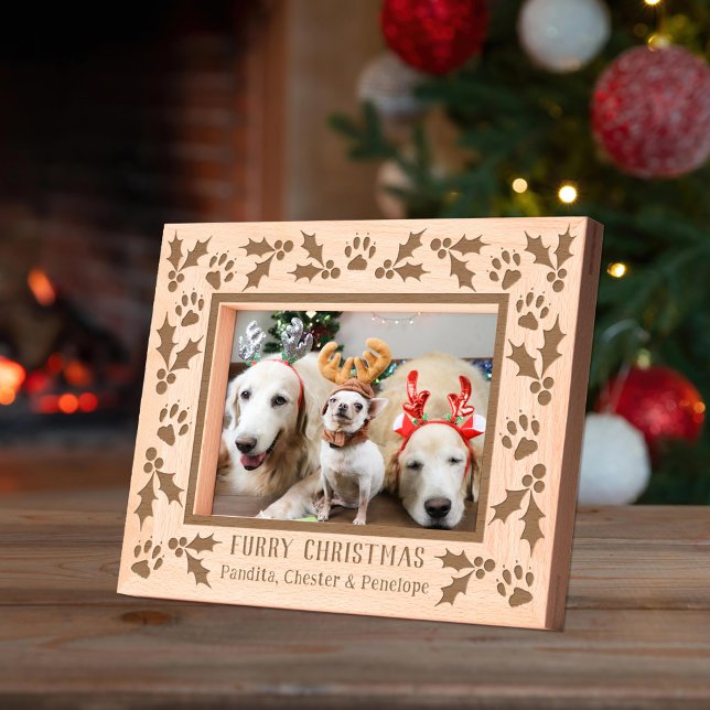 Holly and Dog Paws Holiday Etched Frames (Creator Uploaded)