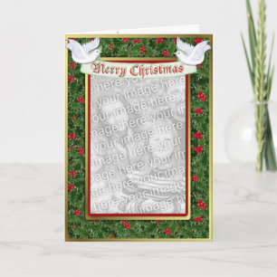 Holly and Dove Christmas Holiday Card