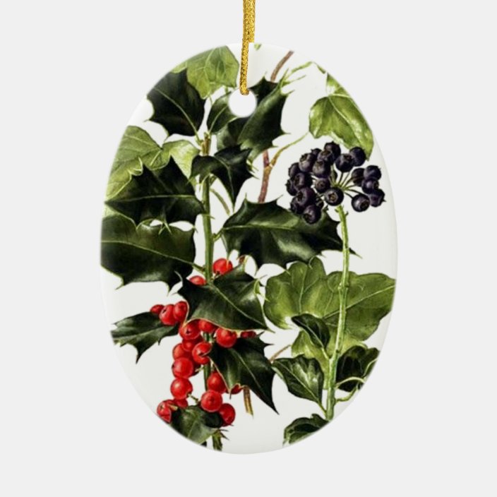 holly and ivy design Christmas Christmas Ornament Zazzle.co.uk