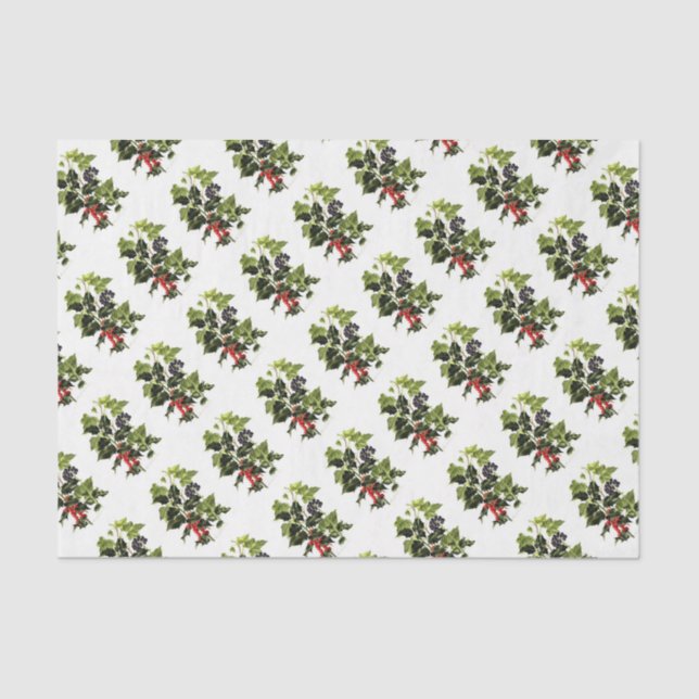 holly and ivy design Christmas Tissue Paper (Front)