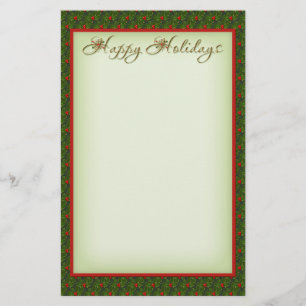 Holly and Ivy Happy Holidays Christmas Stationery