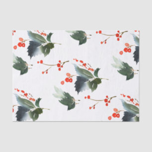 Holly and Ivy Watercolor Print Tissue Paper