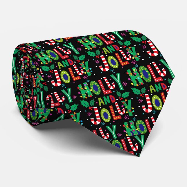 Holly and Jolly Christmas Tie (Rolled)