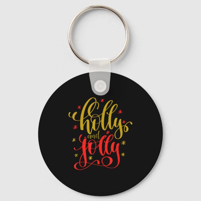 Holly And Jolly Festive Christmas Holiday Pajama C Key Ring (Front)