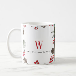 Holly and Pine Christmas Photo Mugs