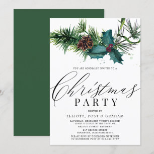 Holly and Pine Corporate Christmas Party Invitation