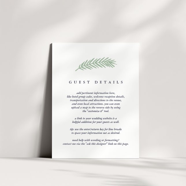 Holly and Pine Guest Information Enclosure Card (Creator Uploaded)