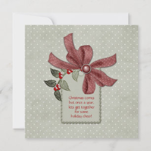 Holly and Red Ribbons Office Christmas Party Invit Invitation