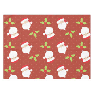 Holly and Santa Claus on Dotted Holiday Tablecloth