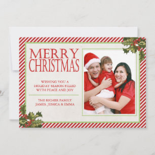 Holly and Stripes Christmas Card
