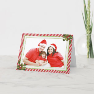 Holly and Stripes Folding Christmas Card