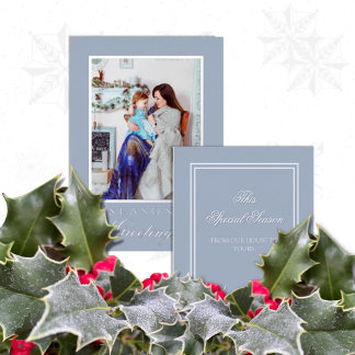 Holly and the Ivy Minimalist Blue Christmas Card
