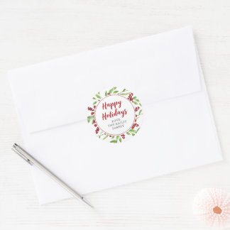 Holly and Watercolor Greenery Holiday Stickers