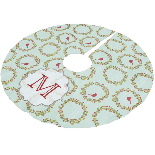 Holly Bales Cardinal Monogram Initial Tree Skirt (Angled)