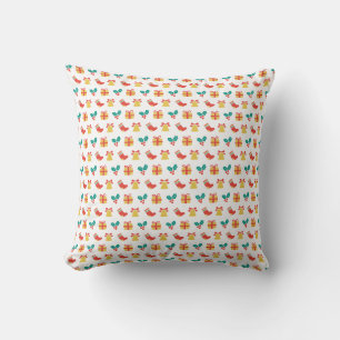 Holly Bell Stocking Red White Green Gold Christmas Cushion