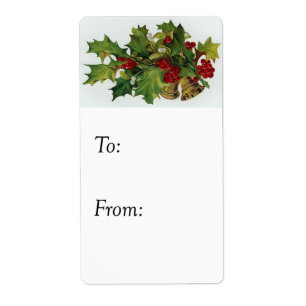 Holly Bells Vintage Gift Tag