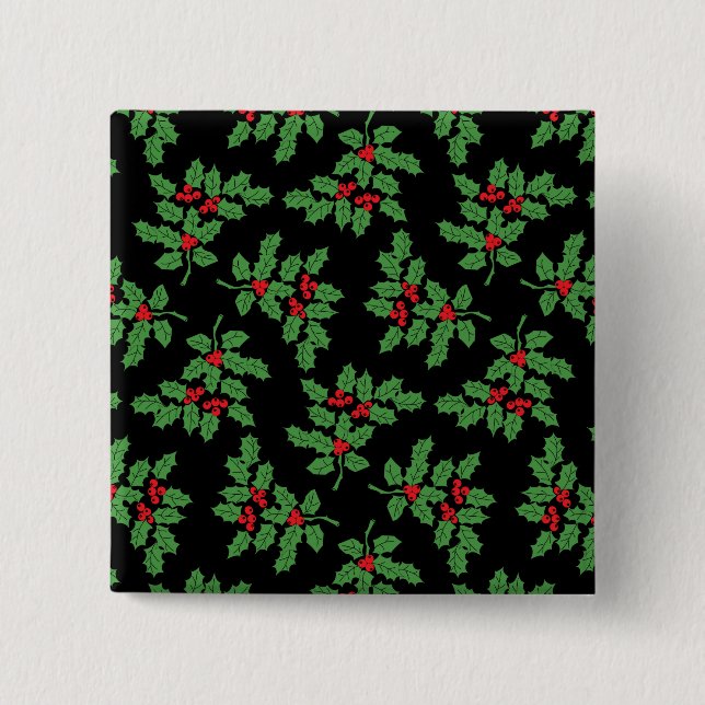 Holly Berries 15 Cm Square Badge (Front)