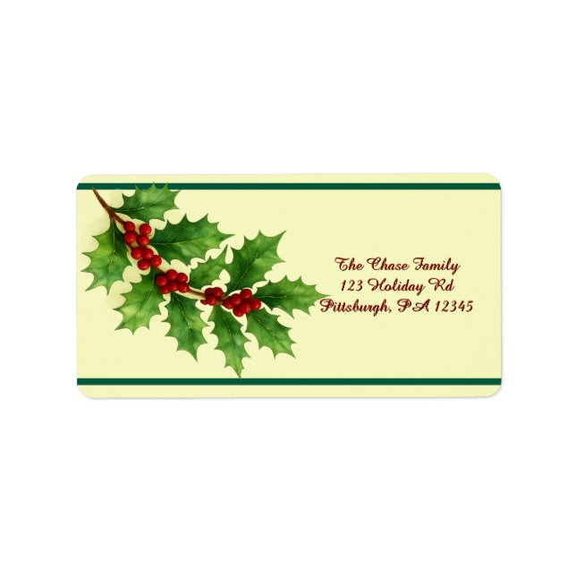 Holly & Berries address Label (Front)