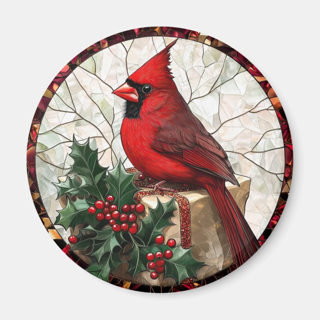 Holly Berries and Cardinal Magnet (Front)