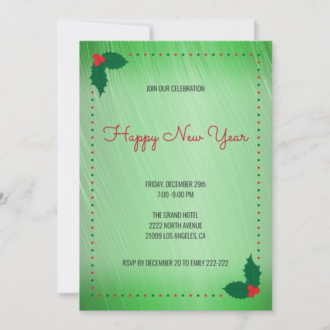 Holly Berries And Dots Invitation (Front)