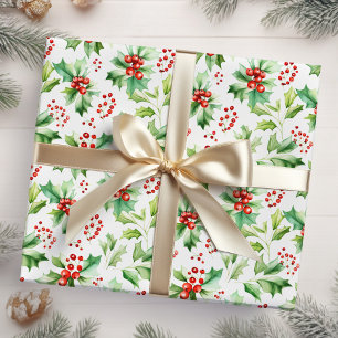 Holly Berries and Foliage Wrapping Paper