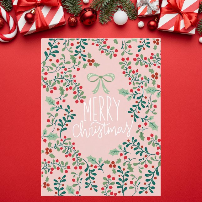 Holly Berries and Greenery Christmas Holiday Card (Creator Uploaded)